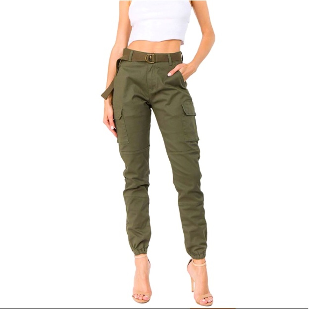 TwiinSisters Women's High Waist Jogger Cargo Pants